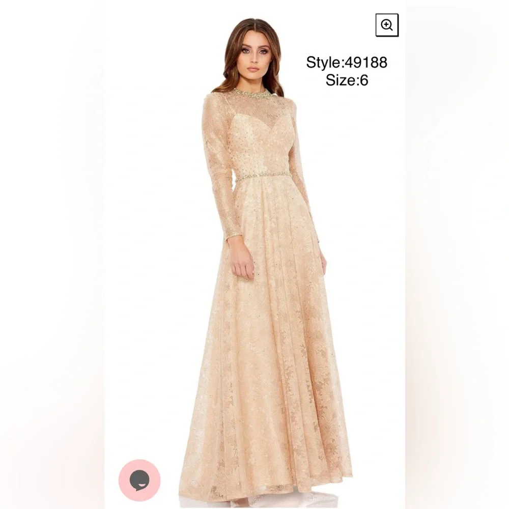 Long sleeve floral lace gown - Picture 1 of 3